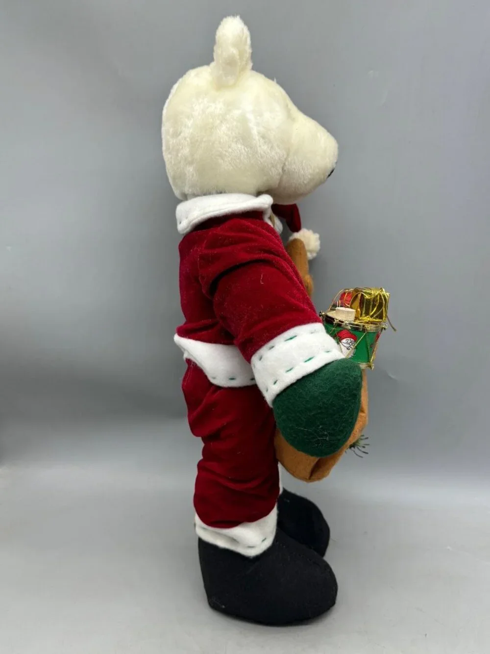 Santa Bear Plush Decor Holding Gifts Red Velvet Outfit Christmas 21